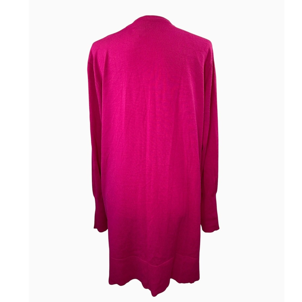 Nine West Womens XXL Magenta Pink Longline Open Front Cardigan Sweater 2 Pockets - Picture 3 of 11